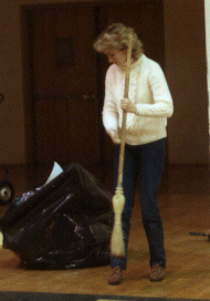 Christine Salmon cleaning up